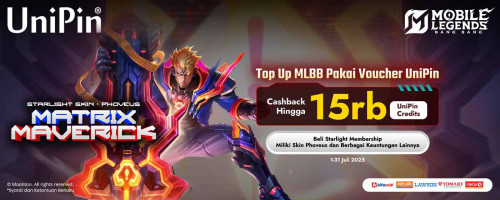 Top up MLBB pakai Voucher UniPin dari Toko Favoritmu, Dapatkan 15.000 UniPin Credits, Skin for Phoveus dan Keuntungan Lainnya!